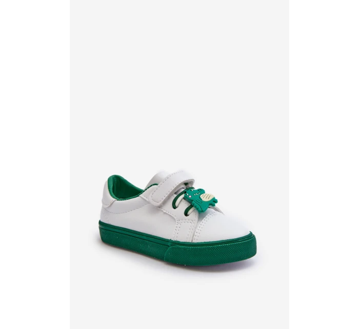 Dziecięce Sneakersy Trampki Z Przypinką Biało-Zielone Pennyn Dziecięce Sneakersy Trampki Z Przypinką Biało-Zielone Pennyn