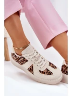 Dámské sneakers s leopardím vzorem na platformě béžové model 21689446 - Boto Dámské sneakers s leopardím vzorem na platformě béžové model 21689446 - Boto