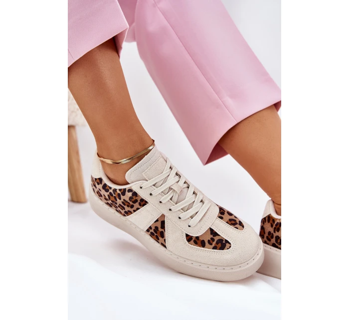 Dámské sneakers s leopardím vzorem na platformě béžové model 21689446 - Boto Dámské sneakers s leopardím vzorem na platformě béžové model 21689446 - Boto