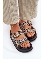 Klapki Damskie Z Klamrami Na Platformie Zebra Nilatha