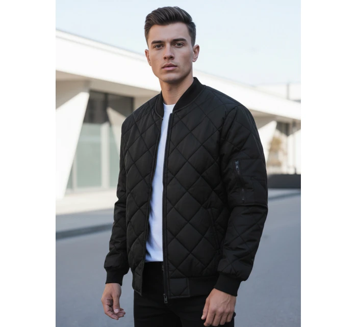 Pánska prešívaná bunda bomber čierna TX2215 Pánska prešívaná bunda bomber čierna TX2215