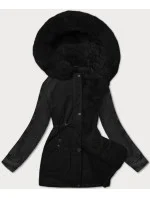 Černá dámská bunda parka s rukávy model 21248840 - WAY MODE