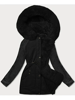Černá dámská bunda parka s rukávy model 21248840 - WAY MODE