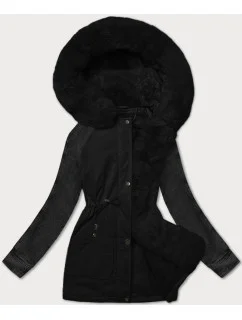 Černá dámská bunda parka s rukávy model 21248840 - WAY MODE