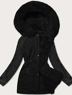 Černá dámská bunda parka s rukávy model 21248840 - WAY MODE