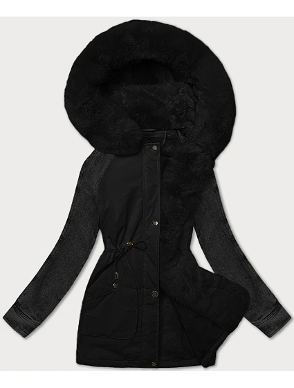Černá dámská bunda parka s rukávy model 21248840 - WAY MODE