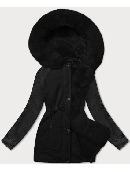Černá dámská bunda parka s rukávy model 21248840 - WAY MODE