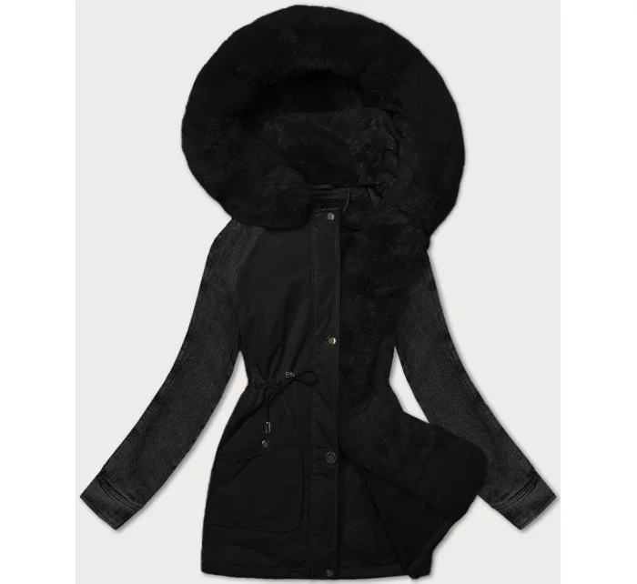 Černá dámská bunda parka s rukávy model 21248840 - WAY MODE