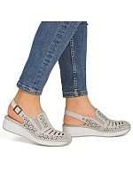 Dámské béžové kožené sandály na platformě model 22060734 - Rieker Dámské béžové kožené sandály na platformě model 22060734 - Rieker