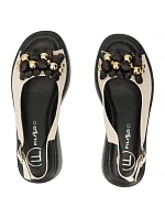 Dámske kožené sandále na zlatej platforme Filippo DS7577