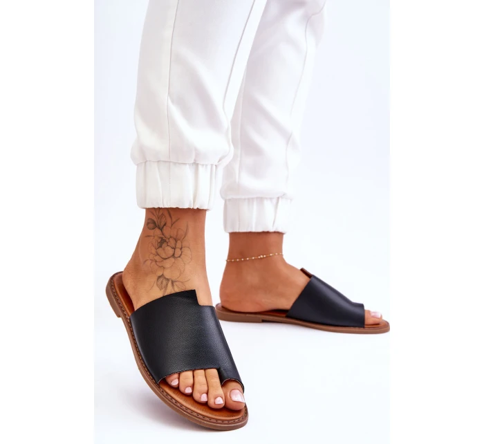 Dámské kožené žabky Černá model 21613223 - EVENTO Dámské kožené žabky Černá model 21613223 - EVENTO