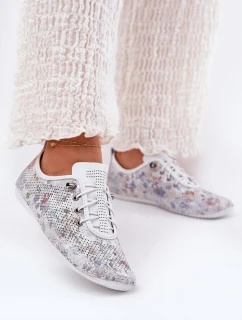 Dámské Kožené Polobotky Z Přírodní Kůže Vzorované model 21691782 Bílé - Artiker