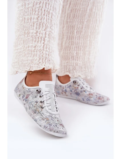 Dámské Kožené Polobotky Z Přírodní Kůže Vzorované model 21691782 Bílé - Artiker