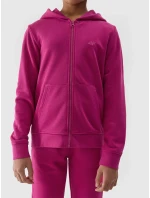Dívčí tepláková rozepínací mikina s kapucí 4F - růžová Dívčí tepláková rozepínací mikina s kapucí 4F - růžová