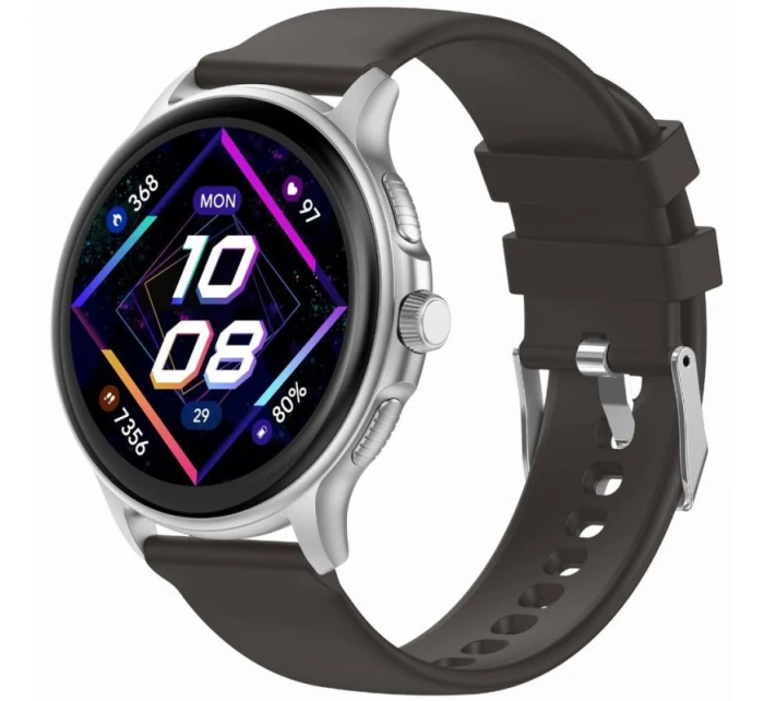 Dámske inteligentné hodinky GRAVITY GT12-7 čierny silikónový remienok + strieborný náramok Dámske inteligentné hodinky GRAVITY GT12-7 čierny silikónový remienok + strieborný náramok