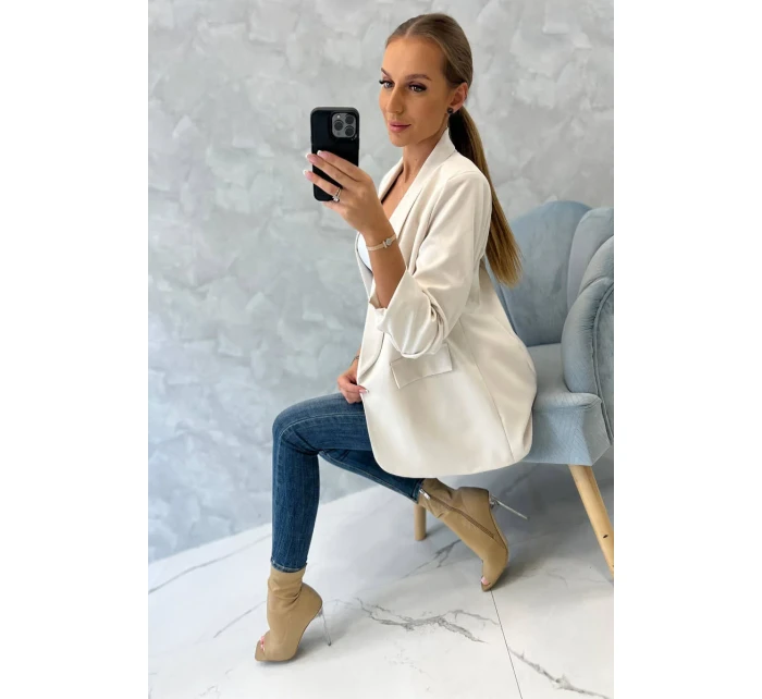 Sako s klopami elegantní světle béžové