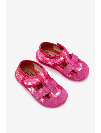 Pantofle Dětské Na Suchý Zip V Růžové model 21705440 - Milami
