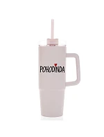 POHODINDA - ružová cestovná termoska s priehľadným viečkom 900 ml