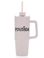 POHODINDA - ružová cestovná termoska s priehľadným viečkom 900 ml