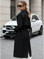 Dámsky dvojradový kabát TY5437 čierny - FashionStreet
