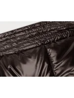 Hrubá obojstranná zimná bunda pre ženy hnedá-ecru (V767)