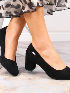 Sergio Leone W SK314D čierne semišové lodičky na podpätku