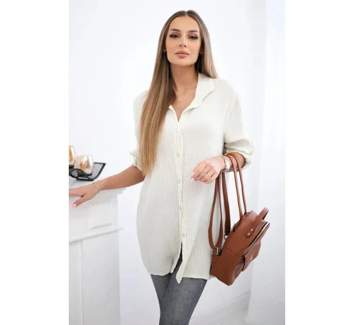 Bavlněná mušelínová košile světle béžová Bavlněná mušelínová košile světle béžová