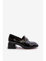 Lakierowane Czółenka Na Klocku Czarne S.Barski MR38-960