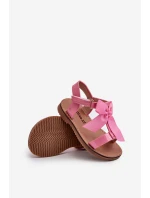 Lakierowane Sandałki Dziecięce Z Kokardką Na Rzep Różowe Joratia Lakierowane Sandałki Dziecięce Z Kokardką Na Rzep Różowe Joratia