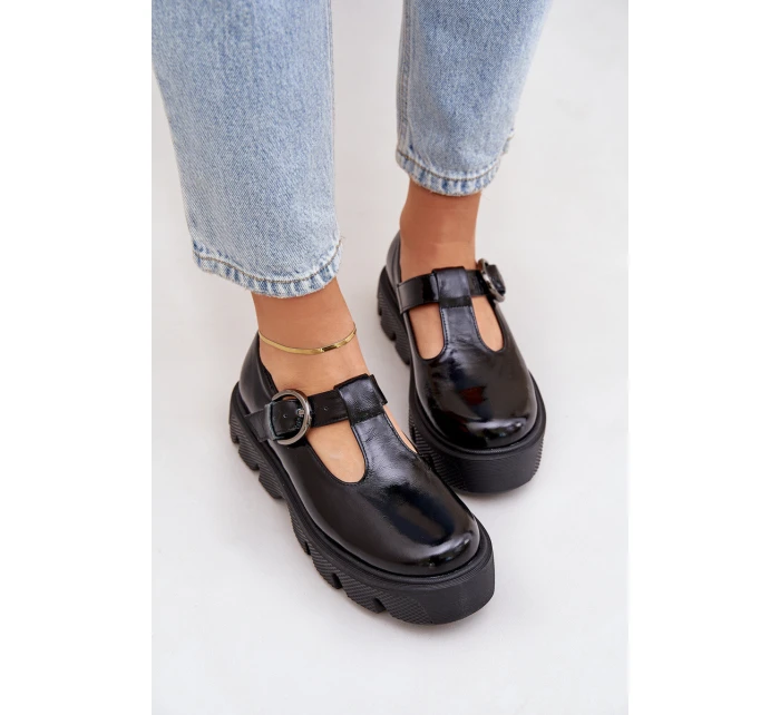 Lakované Kožené Polobotky S Přezkou Černé model 21683970 - Zazoo