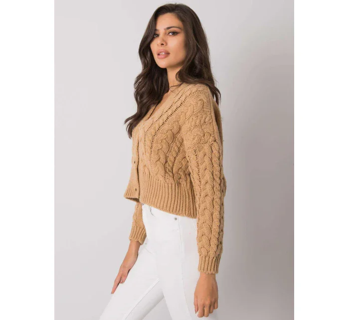 Dámský svetr model 16226528 velbloudí barva - FPrice Dámský svetr model 16226528 velbloudí barva - FPrice