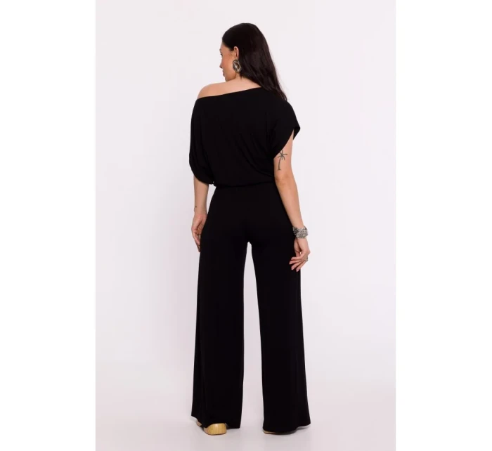 model 19670575 Viskózový top s výstřihem na ramena černý - BeWear