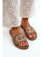 Dámske ploché papuče s flitrami S.Barski Brown
