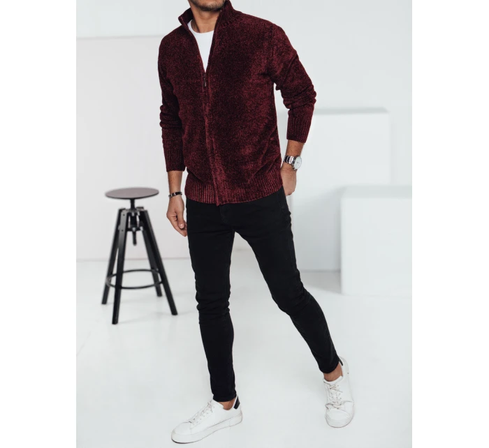 Pánsky bordový sveter bez gombíkov FashionStreet WX2233