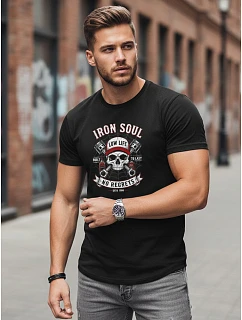 Pánske bavlnené tričko s potlačou auta čierne FashionStreet NX0142R