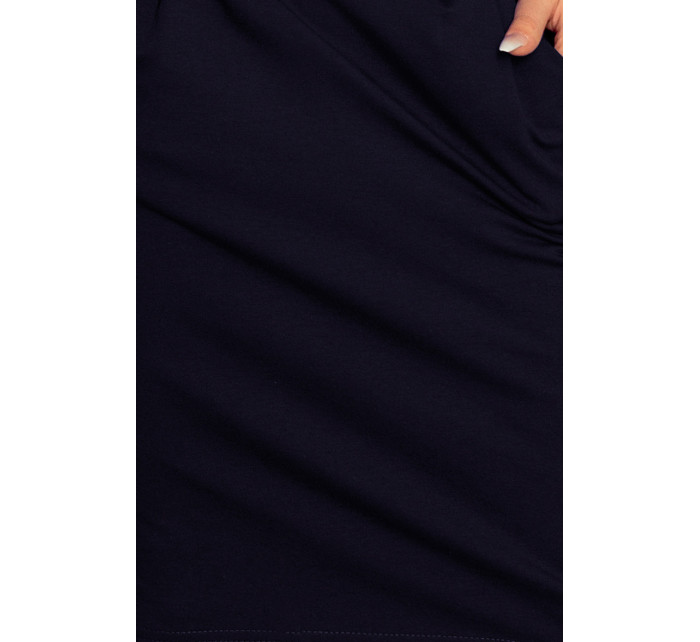 Tmavo modré dámske teplákové šaty s výstrihom na chrbte model 6831757