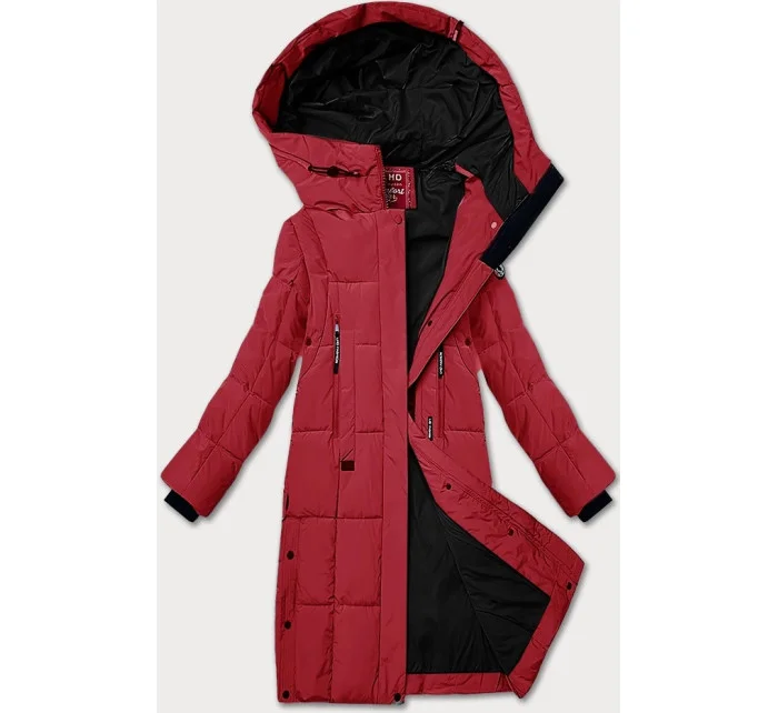 Prošívaná dámská zimní bunda ve vínové bordó barvě model 21248072 - LHD