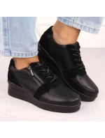 Černé dámské kožené tenisky na podpatku Sergio model 21904571 - LEONE