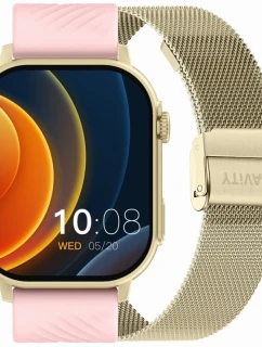 Gravity GT15-7 Smart Watch Ružový silikónový remienok + zlatý náramok