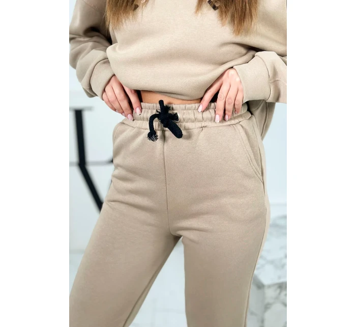 Bavlněná souprava s vyšívaným nápisem Paradise světle béžová Bavlněná souprava s vyšívaným nápisem Paradise světle béžová