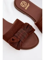 Dámské ploché sandály s mašlí Hnědé Amivelle