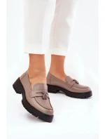 Dámske kožené mokasíny "Miś" Vinceza - béžové