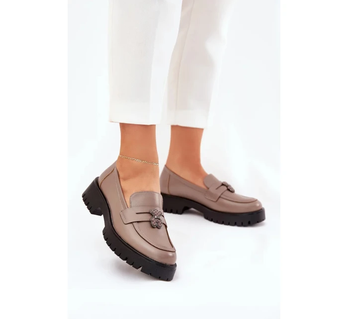 Dámske kožené mokasíny "Miś" Vinceza - béžové