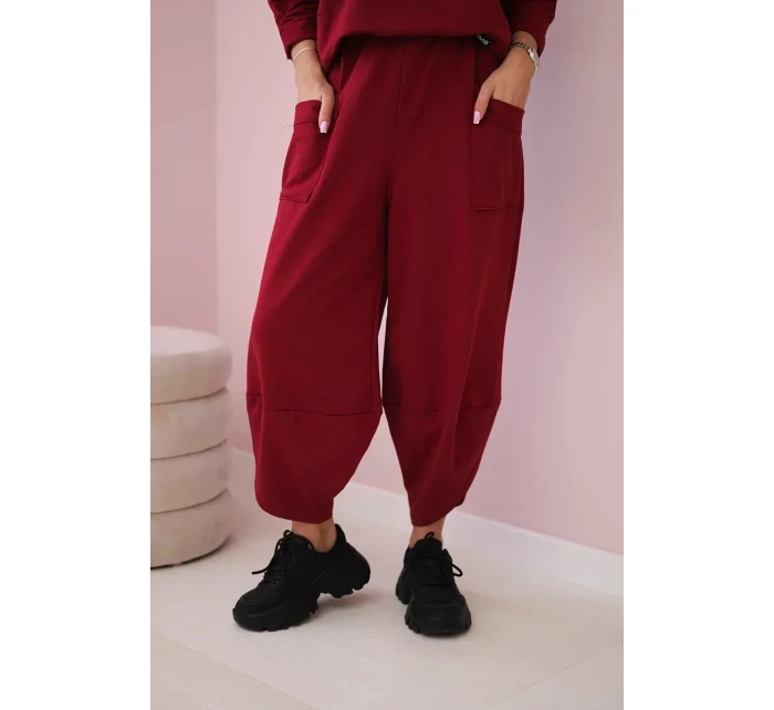Bavlnená mikina nohavice set Burgundy Bavlnená mikina nohavice set Burgundy