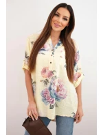 Dámska bavlnená blúzka s kvetinovým vzorom žltá