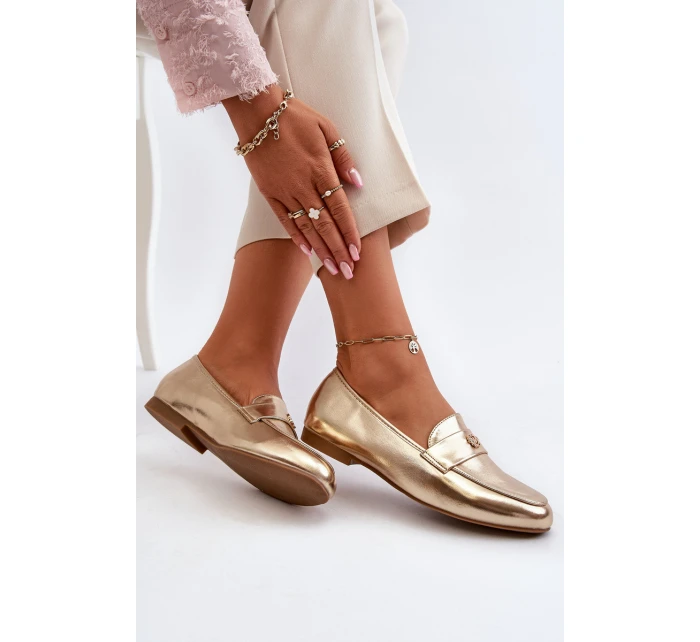 Dámské mokasíny na ploché podrážce zlaté model 21653969 - EVENTO