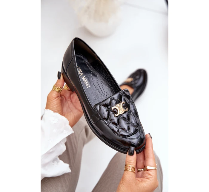 Kožené Lakované Mokasíny Se Zlatou Dekorací Laura model 21683149 Černé - Laura Messi