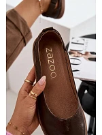 Kožené baleríny Barefoot model 22073665 Čokoládové - Zazoo