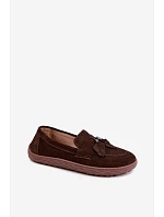 Mokasiny Barefoot z přírodního semiše Zazoo 10220 Hnědé