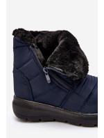 Dámske snehové topánky na zips s kožušinou, tmavomodré Zeuna